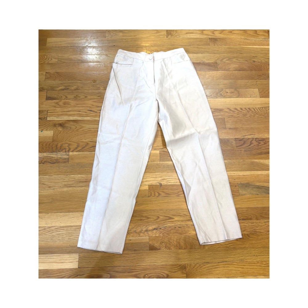 VTG XOXO Cream Tan High Waisted Trousers Straight Leg Pants Made in USA 13/14